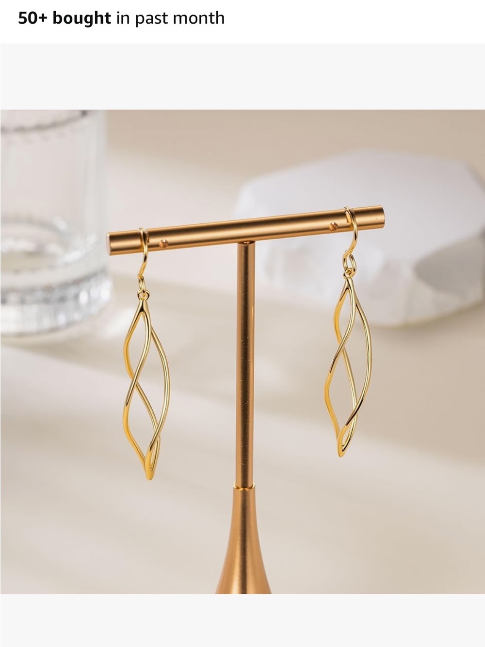 Gold Dangle Earrings 14K Gold Plated Dangle Earrings - Picture 7 of 7